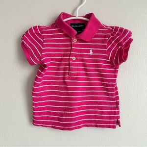 Ralph Lauren Kids Polo Shirt in Pink and White Stripes Size 12M